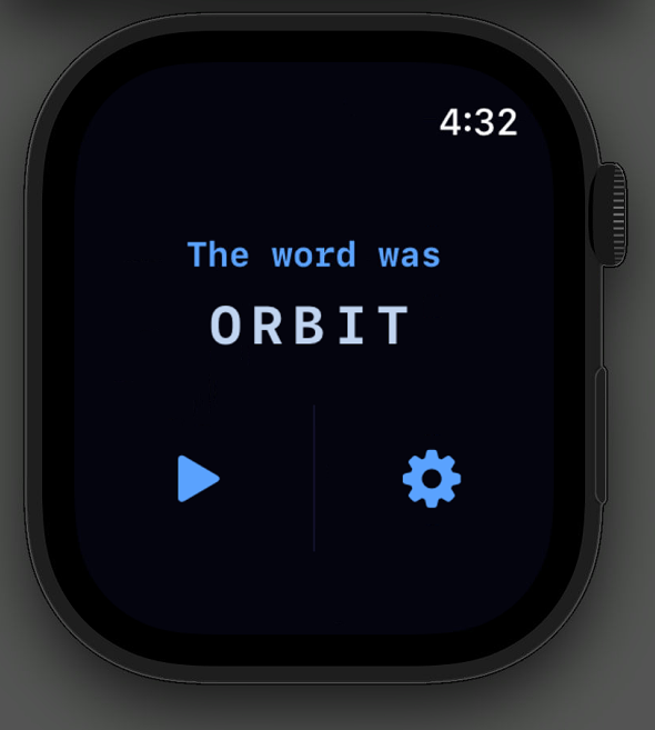 The reveal screen after a missed word